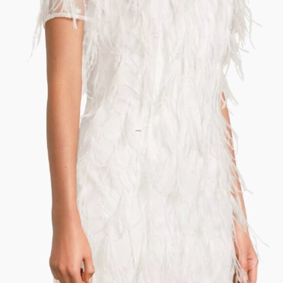 Milly Rana Feather Shift Wedding Bridal Rehearsal Dinner NWT Casual Bride - Picture 2 of 7